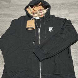 Black Burberry zip up jacket