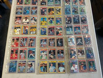 Baseball cards collection-194 cards & 7 stickers, 1975 Topps to 1985 Fleer-with clear binder sleeves