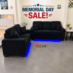 Chenille Fabric 2-Piece Sofa Set
Built-In LED Lights Sofa & Loveseat