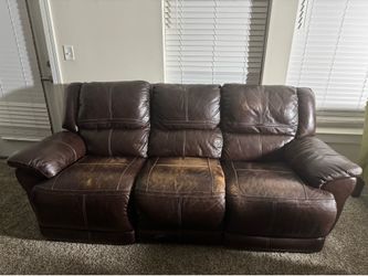 brown leather recliner couch