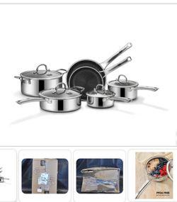 New SNOWCLAD Pots And Pans Set Non Stick | Stainless Steel Kitchen Cookware