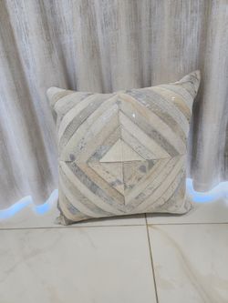 Cowhide Leather Patchwork Throw Pillow