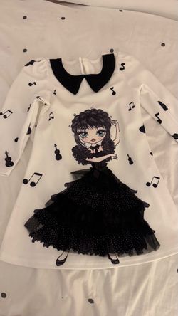 Girls Wednesday Addams Graphic Dress
