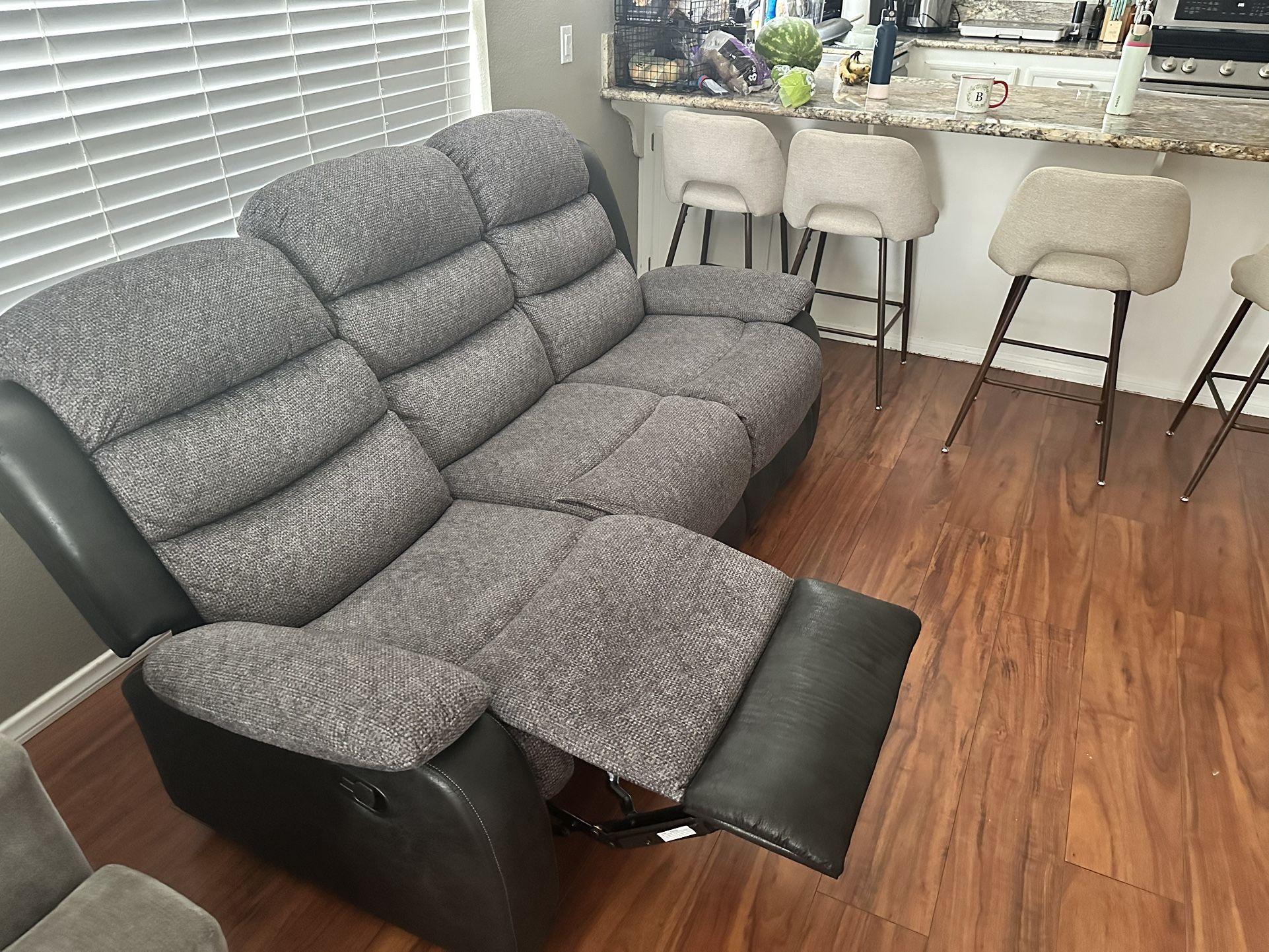 Must Sell OBO- Grey Recliner Couch , Beige Sectional Sofa