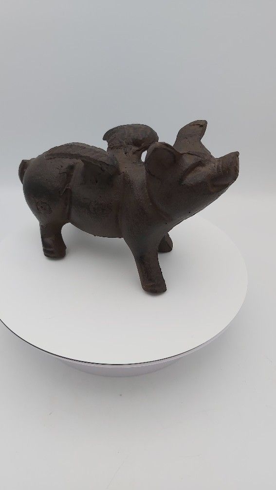 Vintage Cast Iron Flying Piggy (Heavy For It's Size)