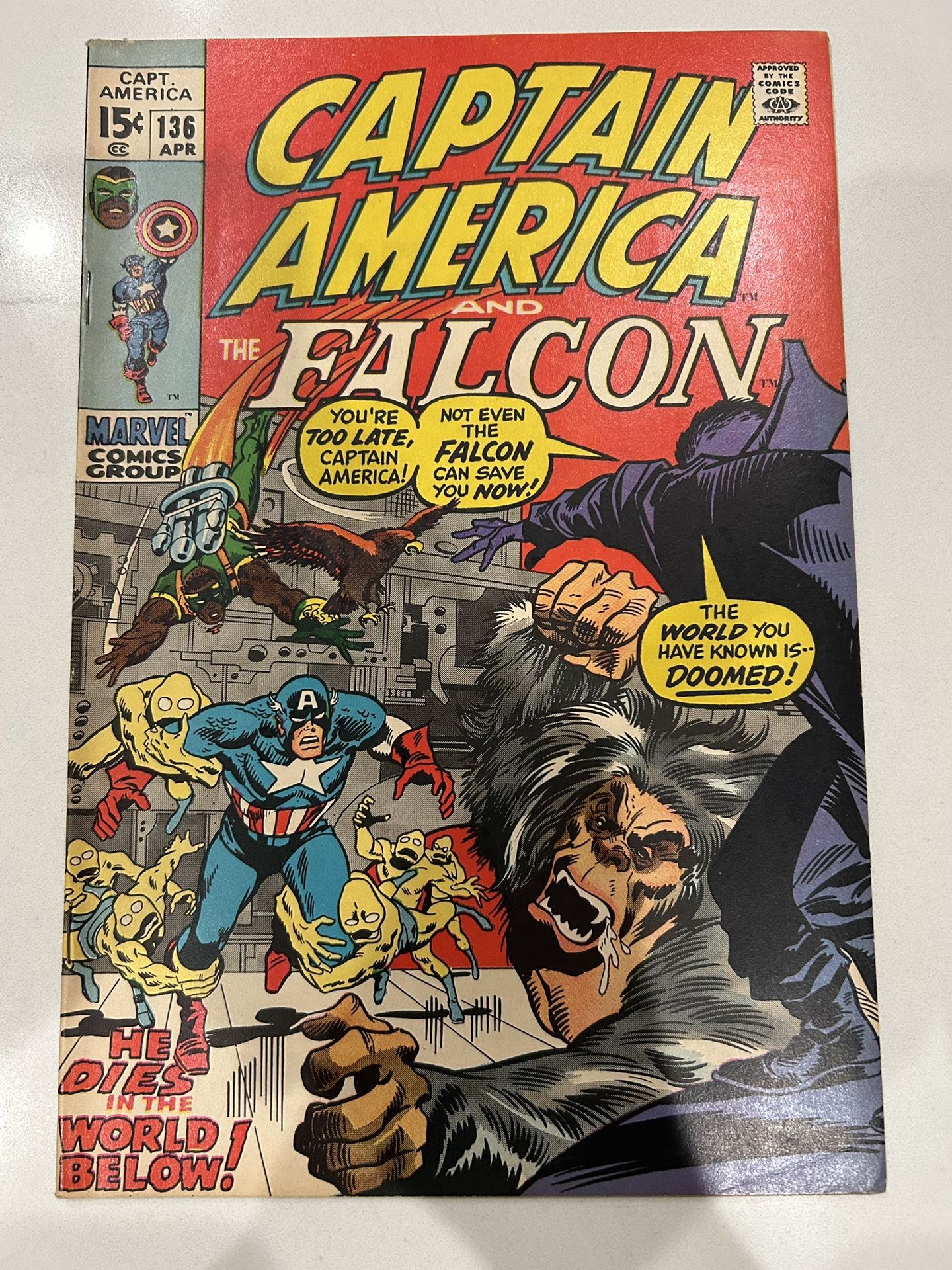 Captain America 136 (VF) Mole Man, Falcon! Stan Lee 1971 Marvel Comics ๐บ๐ธ