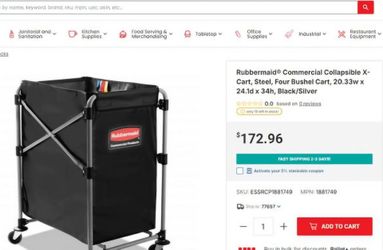 Rubbermaid® 1881749 4 bushel X-frame collapsible folding cart