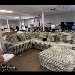 Any color brand new comfy corduroy two tone sectional