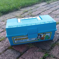 Vintage Walt Disney Mickey graphic fishing tackle box & measuring tape