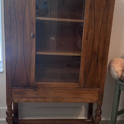 Antique Oak Display Cabinet | Olive & Myers Mfg. Co., Dallas, Texas | Circa 1920s-1930s