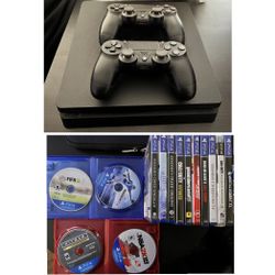 Sony PlayStation 4 With 14 Games & 2 Original Controllers
