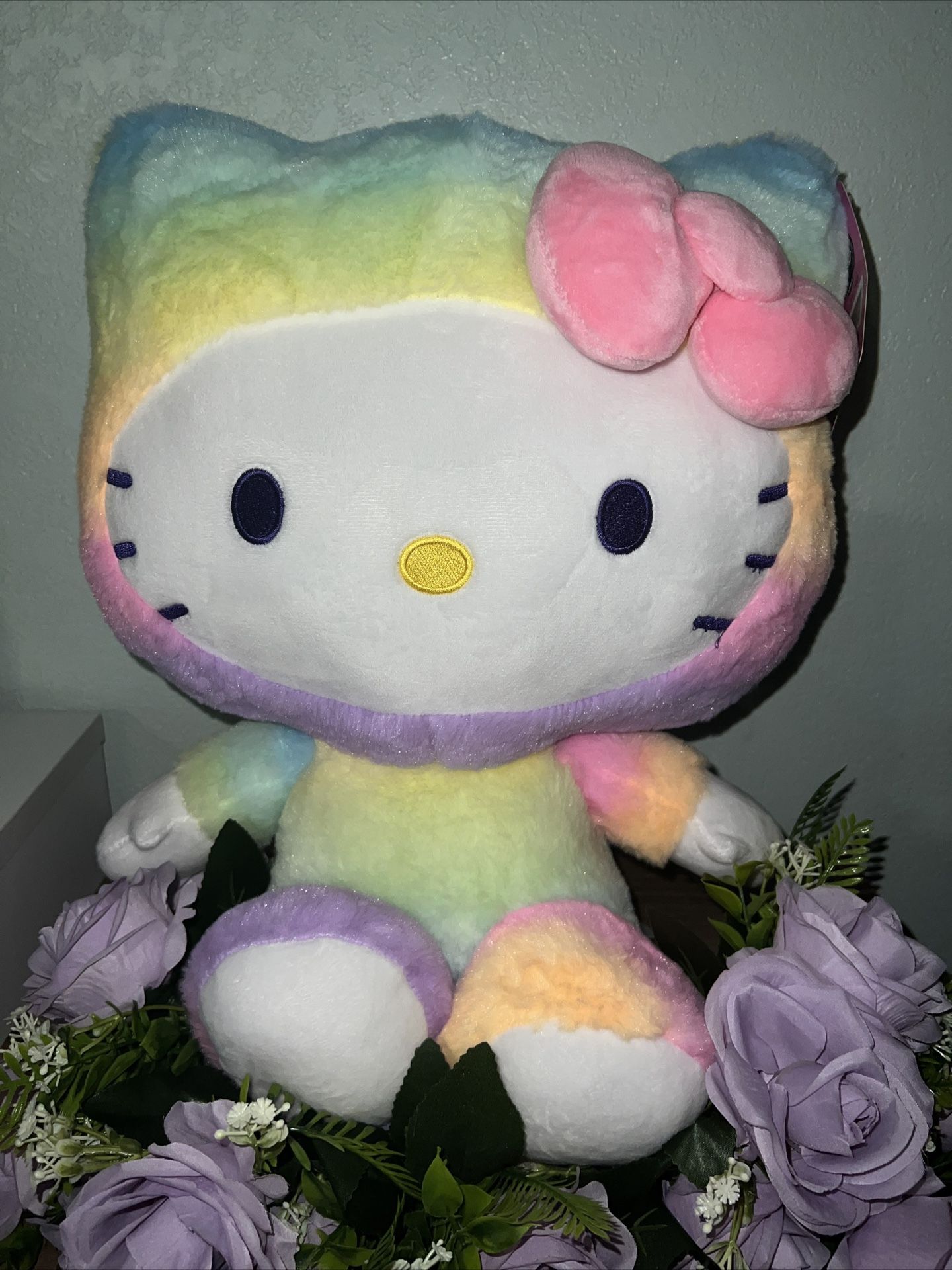 Hello Kitty Plush Toy 20 inch Rainbow Sherbet Bear. NWT. Licensed / arcoiris