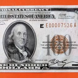 Rare 1929 vintage $100 bill Federal Reserve Bank of Richmond brown seal note very low serial number