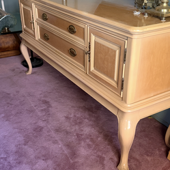 Dining room set two captains chairs, six regular no arm chairs, extra leaf