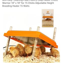 Brooder Heater for Chicks: Chick Brooder Heating Plate with Easy- Cleaning Plate Poultry Coop Heater Chicks Warmer 10" x 10" for 15 Chicks Adjustable 