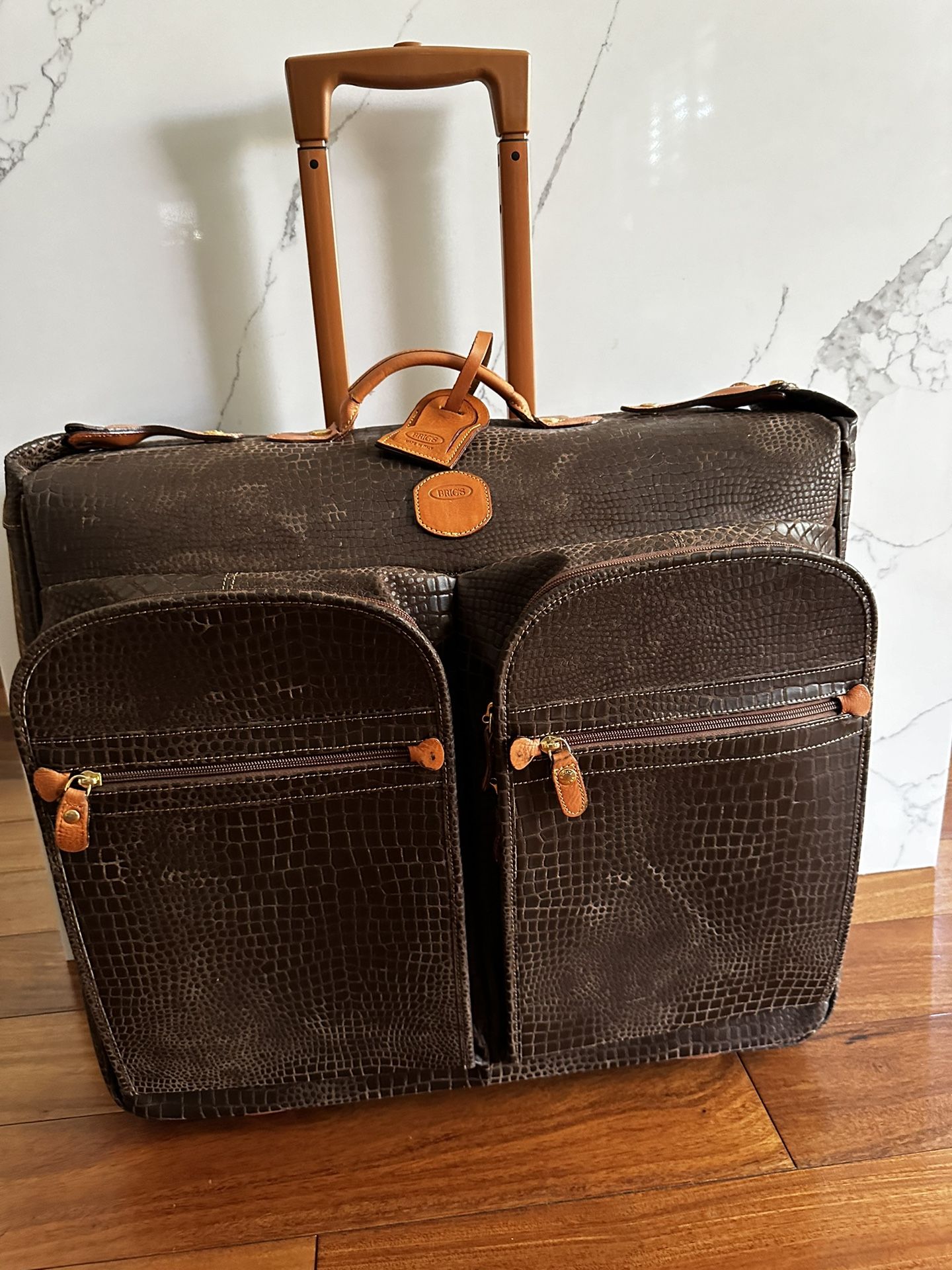 Bric’s Designer Leather Suit Rolling Bag