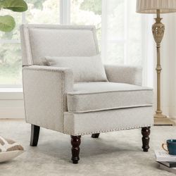 Linen Fabric Accent Chair 