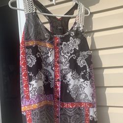 Apt 9 black, white and red sleeveless Misses Large  Racerback TANK TOP BLOUSE CAMI