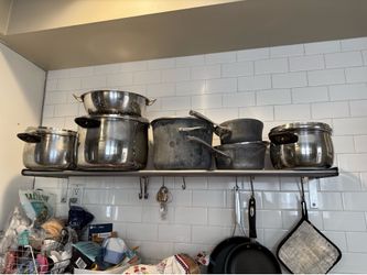 Stainless steel kitchen wall mount for pots and pans