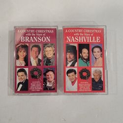 Lot of 2 Cassette Tapes ~ A Country Christmas w/ the Stars of Branson & Nashvile