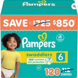 Pampers Swaddlers Diapers, Size 6 (35+ Pounds), 120 Count
