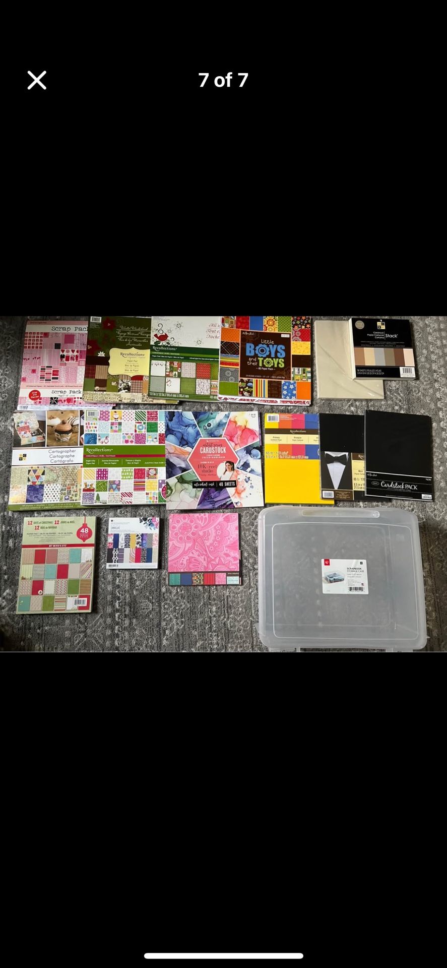 Huge Lot Of Scrapbook Paper And Storage Box