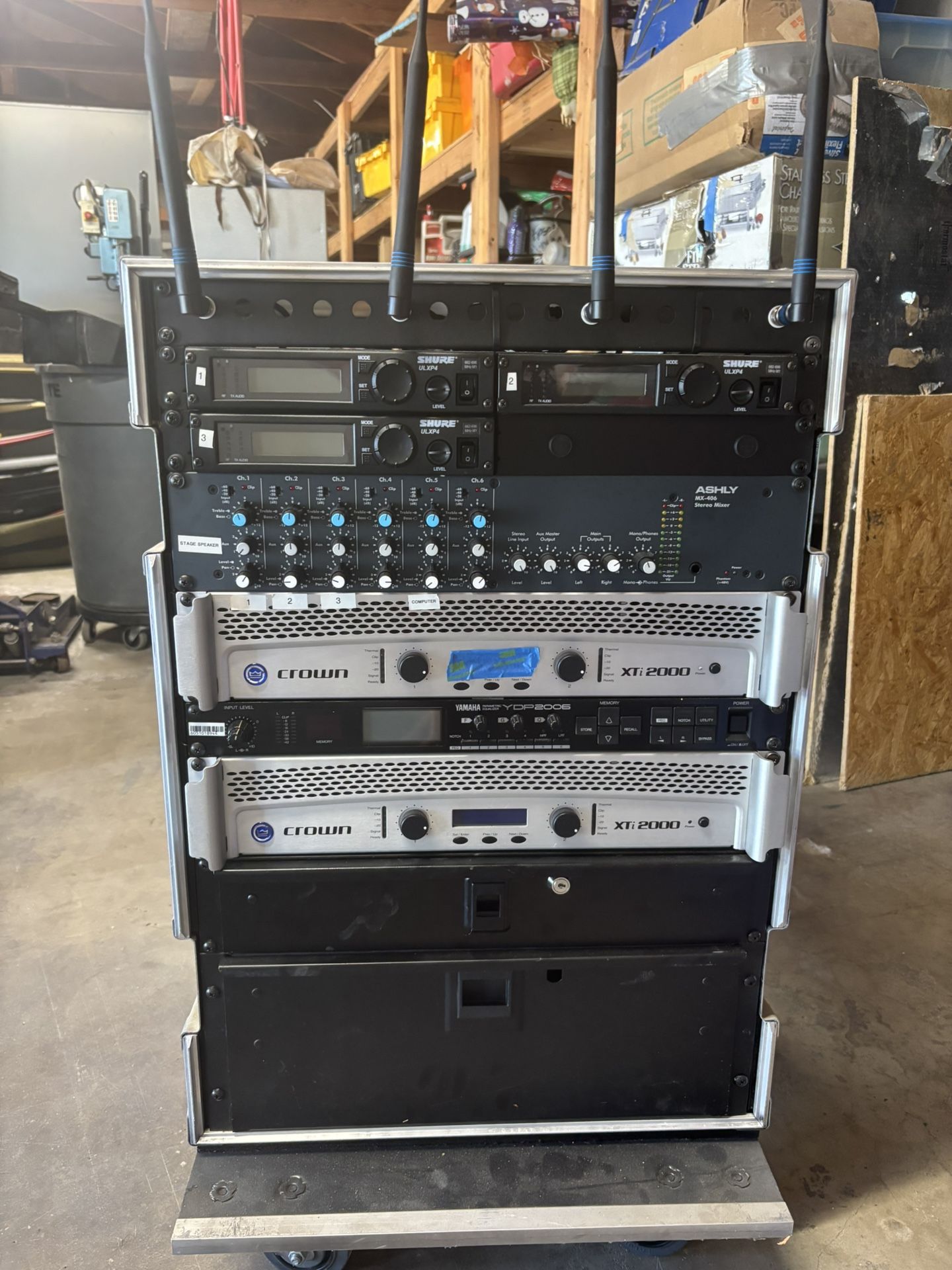 Complete Pro Audio PA System – Crown Amps, Shure Wireless, 8 Speakers, Mixer + Cables