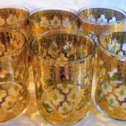 Culver 1960's Valencia 8oz Lowball Glasses Set Of (6)