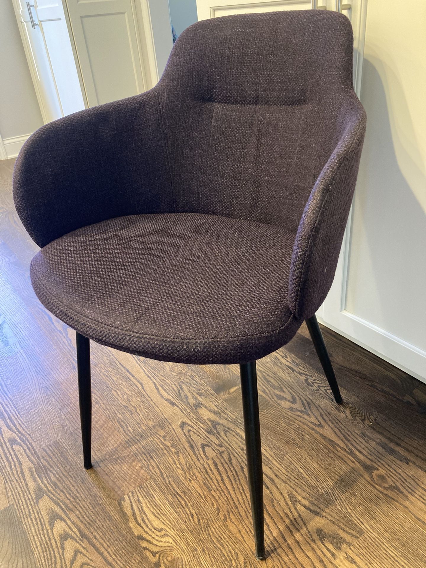 Mid Century Modern Fabric Dining / Desk / Accent Chair In Beautiful Darker Purple Color