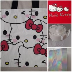 Hello Kitty Tote Bag, T-shirt and Water Bottle Bundle