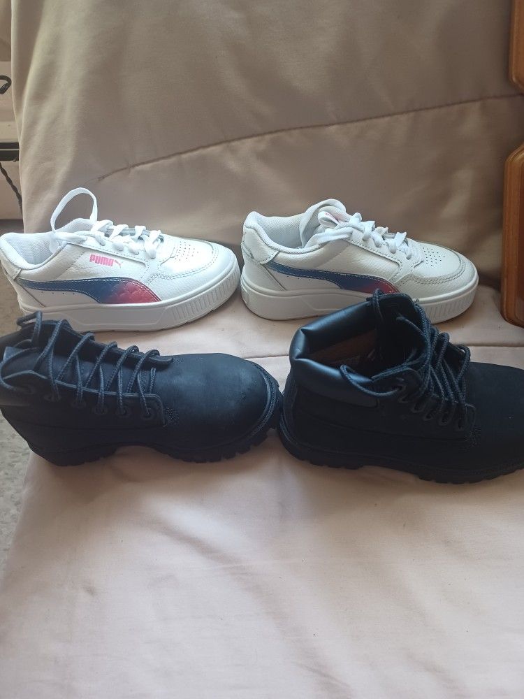 Girls Puma 12c US & 12c Timberland Boots, USE But Like New Only Pick Up