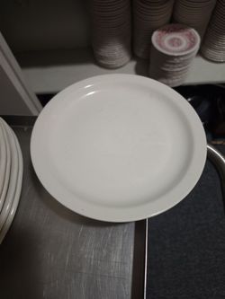 Plain White Buffalo China plates 9.5" $2 each...65 available