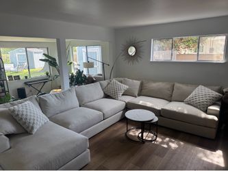 Living Spaces Dustin Sectional Couch - Beach Linen