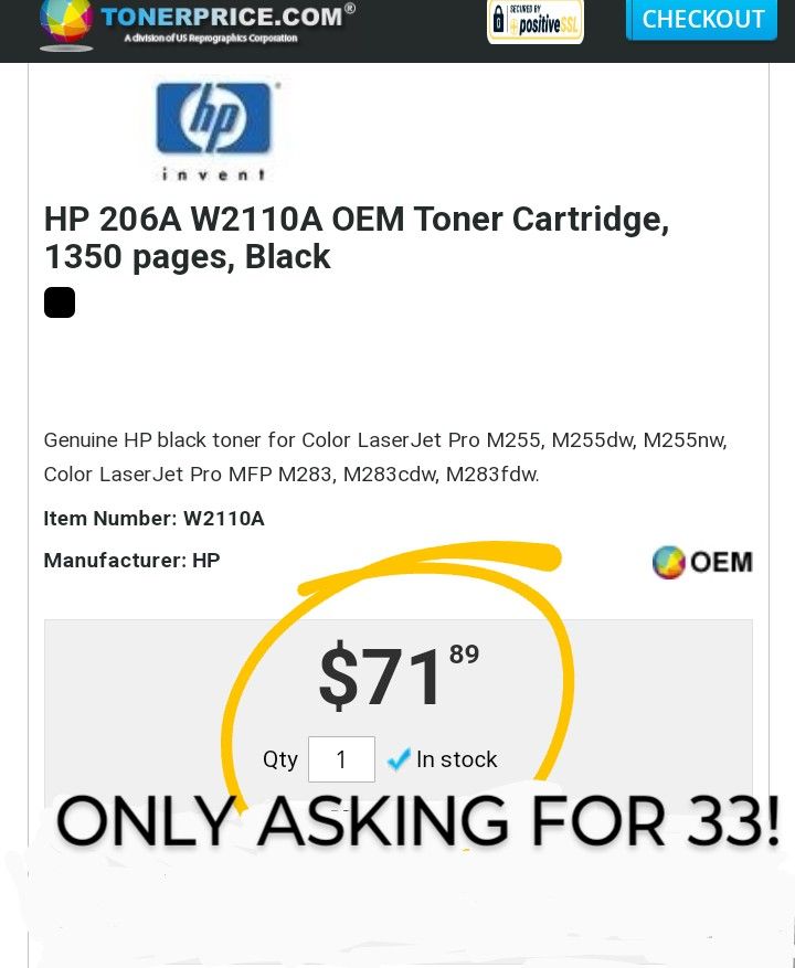 Black 206a•HP Ink Toner Cartridge (OEM)