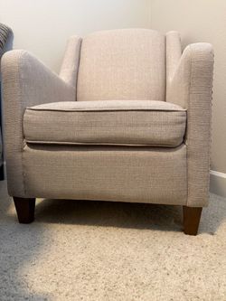 Beige Nailhead Upholstered Accent Armchair