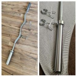 Brand New Olympic Ez Curl Bar And 7ft 45 Pound Barbell FIRM PRICE 