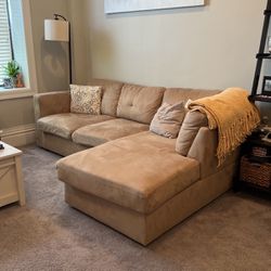 Beige Light Brown Couch with Chaise