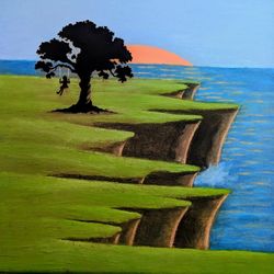 Ocean Sunset Overlooking Cliffs