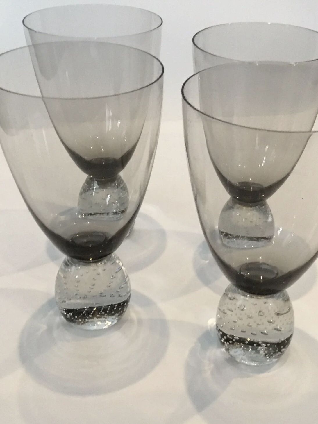 Scandinavian Wine Glasses Controlled Bubble Art Glass Swirl