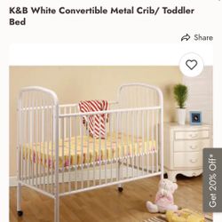Venta NEW IN BOX Cream Metal 2-in-1 Crib / Toddler Bed