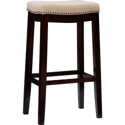  Claridge Bar Stool Beige Linen Walnut Finish Wood