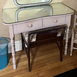 Antique 2-Drawer Mirrored Vanity Table
