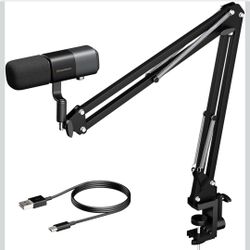 USB XLR Podcast Microphone Boom Arm for Streaming Gaming Recording PC Setup