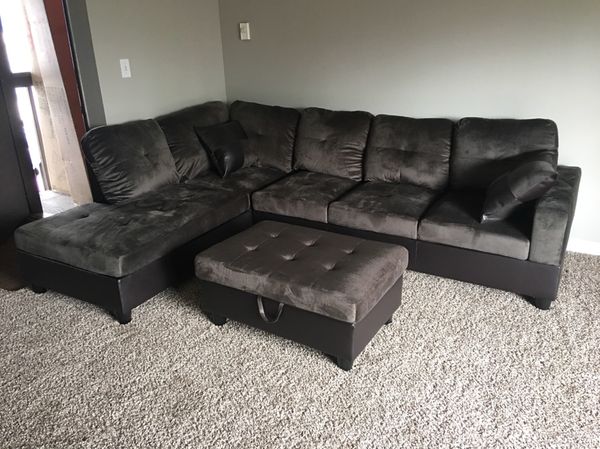 Brand New Gray Microfiber Sectional Sofa With Ottoman For Brand New Gray Microfiber Sectional Sofa With Ottoman