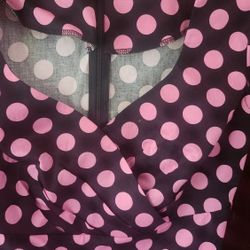 N. Peoria Brand New Bbonline Women Short 1950s Vintage Style Retro  Swing Cocktail Dress Black Pink Dot Womens Small 