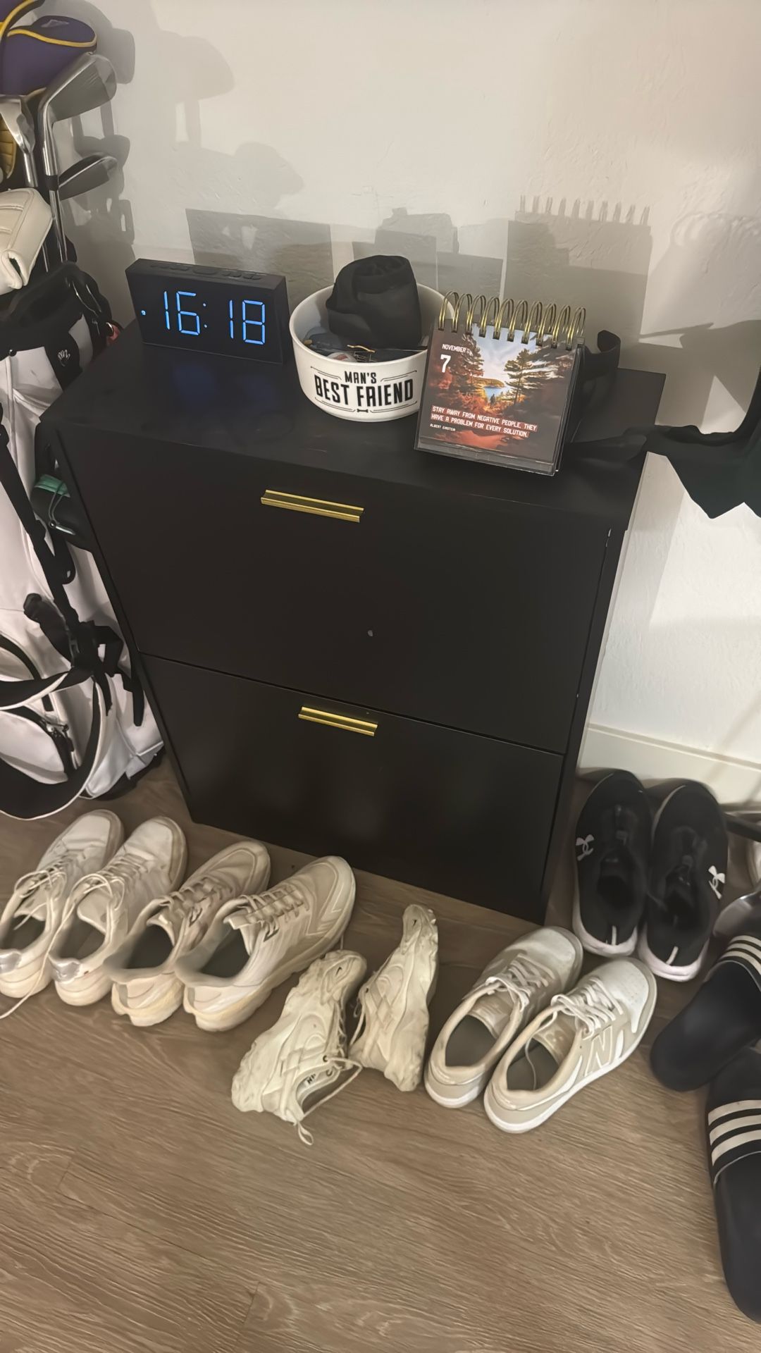 JOZZBY Shoe Cabinet Storage for Entryway, Slim Black Hidden Shoe Organizer Cabinet with 2 Flip Drawers, Wooden Narrow Shoe Rack with 2 Tier Freestandi