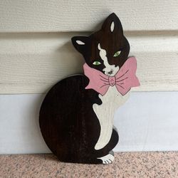 Handmade Wooden Cat Decoration