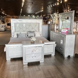 King Bed, Dresser, Mirror And Nightstand 