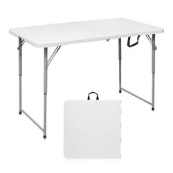Table
Portable 4 Feet, Heavy Duty, Fold-in-Half, Indoor Outdoor, Adjustable Height, Folding, Carrying Handle, Camping and Party