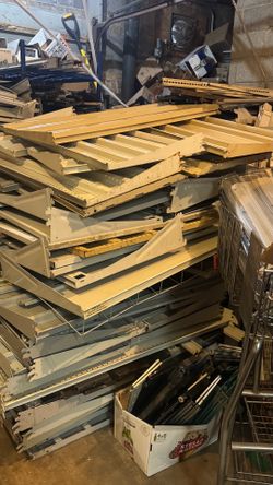 Retail store heavy duty metal shelving